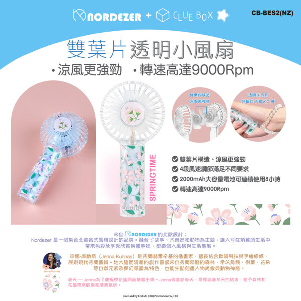 Double Blade Transparent Portable Fan - (Nordezer)Springtime - Image 6